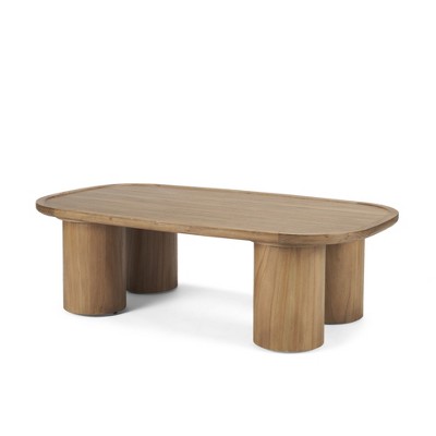 HomeRoots 55" Natural Solid Wood Oval Coffee Table