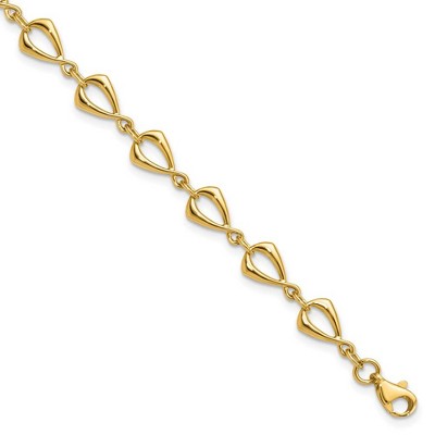 Black Bow Jewelry 14k Yellow Gold 6mm Polished Fancy Link Chain Bracelet, 7.5 Inch