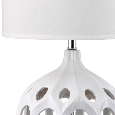 Regina White Ceramic 29-inch Table Lamp with Cotton Shade