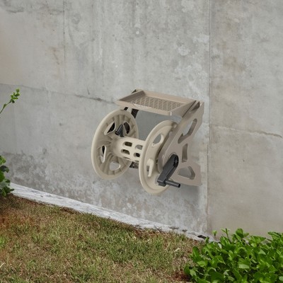 Suncast Taupe Resin Wall Mounted Hose Reel with Tray