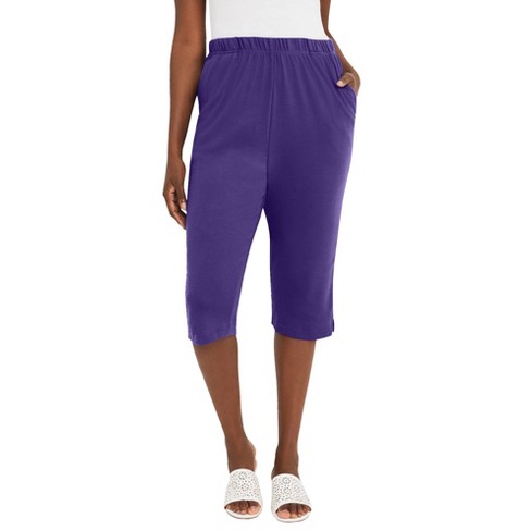 Jessica London Women's Plus Size Soft Ease Capri, 18/20 - Midnight Violet :  Target