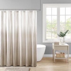 VYNXARIA Ombre Printed Seersucker Shower Curtain taupe - 1 of 4