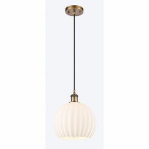 White Venetian - 1 Light Cord Hung Mini Pendant In Modern Style-11.75 Inches Tall and 10 Inches Wide - 1 of 1