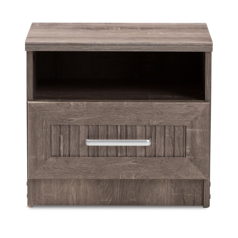 Gallia Modern and Contemporary Oak Finished 1 Drawer Nightstand Brown - Baxton Studio, 4 of 11