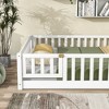 TIRAMISUBEST Twin/Full/Queen Size Floor Bed with Fence and Door, Rubber Wood Floor Platform Bed Montessori Bed Toddler Bed with Safety Guardrails - 3 of 4