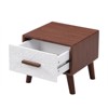 TROPOW TV Stand Entertainment Center for TVs Up to 70", TV Cabinet Set with 1 Central TV Stand 2 End Tables, Drawer Brown+White Solid Wood+MDF - 3 of 4