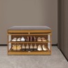 YIYIBYUS Entryway Shoe Bench with Cushion, Shoe Rack with Storage Space, Brown - 2 of 4