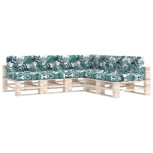 vidaXL Pallet Sofa Cushions - 7 Piece Set Vibrant Leaf Pattern, Durable 100% Polyester Material, Outdoor and Indoor, Complete Garden Sofa Cushion Set - 1 of 4