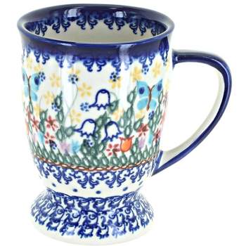 Blue Rose Polish Pottery 49 Vena Pedestal Coffee Mug
