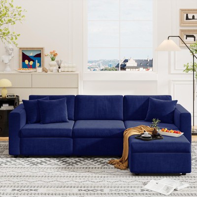 Buenhomino 99" Velvet Modular Sectional Sofa with Storage – Spacious, Convertible Living Room Couch with Deep Seating