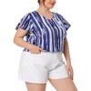 Agnes Orinda Women's Plus Size Cute Short Sleeve V Neck Casual Stripe Blouses - 2 of 4