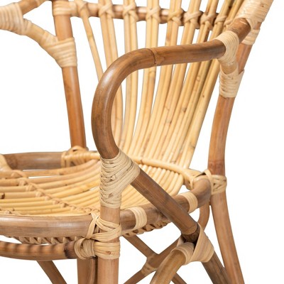 Sheraton Handmade Rattan Armchair with Woven Detailing - Brown