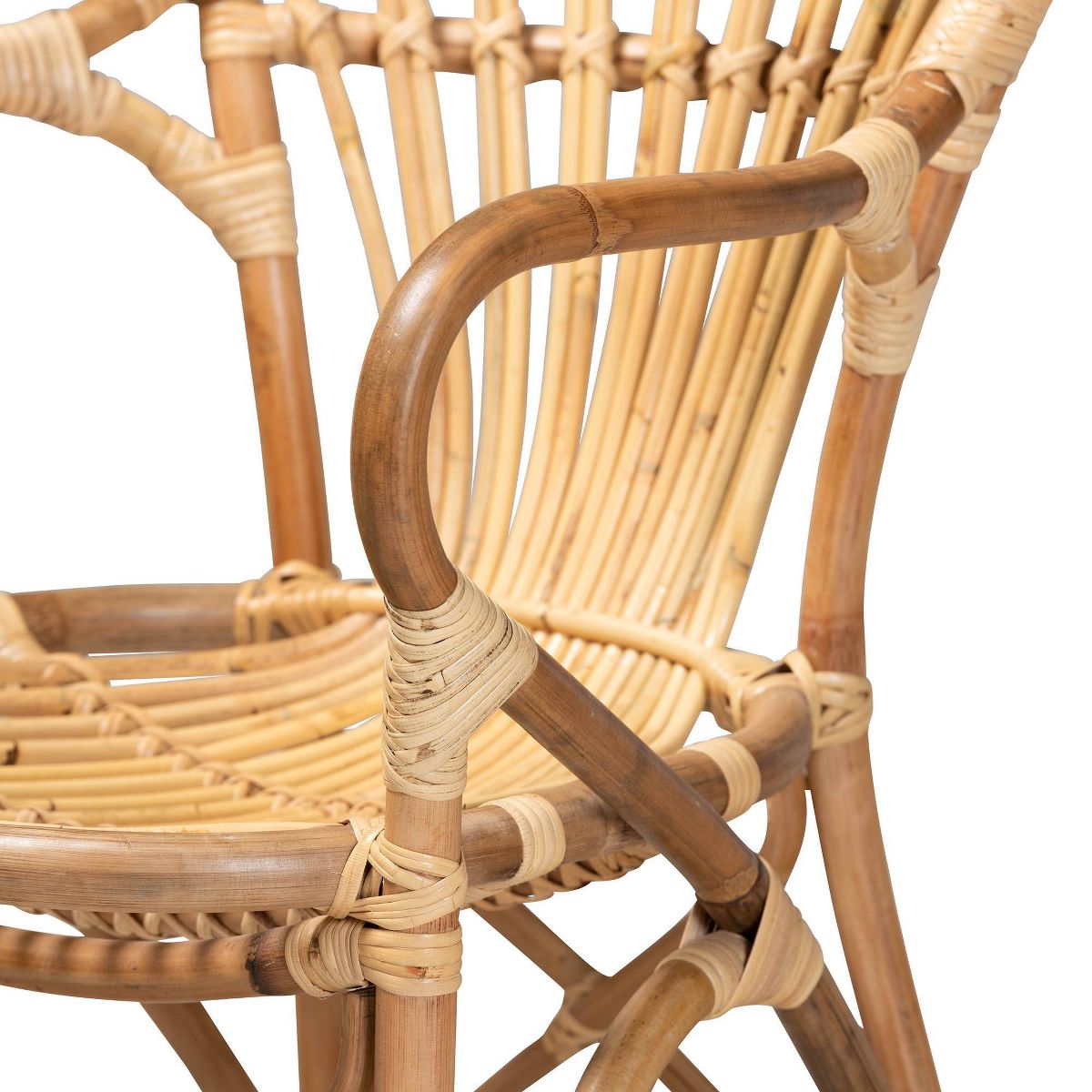 Sheraton Rattan Armchair Natural - bali & pari: Boho Style, Polyester Upholstery, Wood Frame, No Assembly Required - thumbnail 6