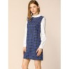 Allegra K Women's Contrast Peter Pan Collar Long Sleeve Above Knee Shift Plaid Dress - 2 of 4