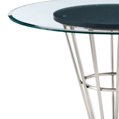 Veronica 48'' Round Glass and Walnut Dining Table
