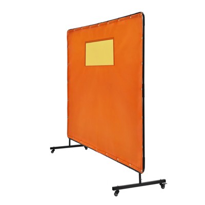 VEVOR Welding Screen with Frame, 6' x 8' Welding Curtain Screens, Flame-Resistant Vinyl Welding Protection Screen, Orange