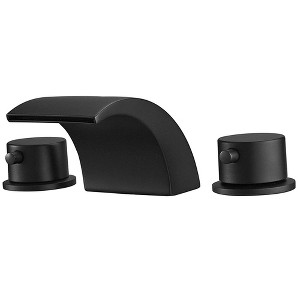 BWE 8 in. Widespread Waterfall Double Handle Three Holes Bathroom Faucet With Led Light in Black - 1 of 1