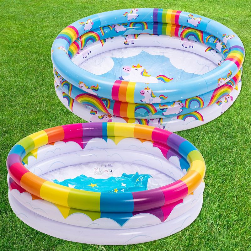 2 Pack 47" Baby Pool, Float Kiddie Pool, Inflatable Baby Swimming Pool with 3 Ring, 1 of 9