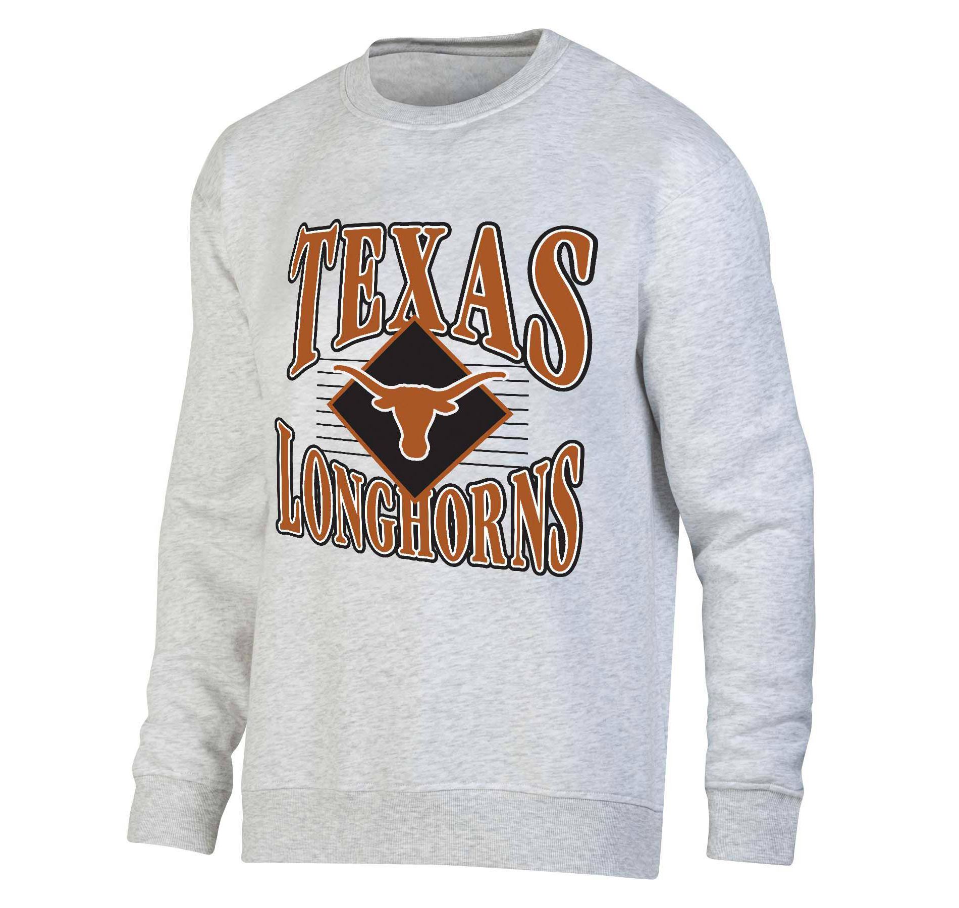 NCAA Texas Longhorns Men's Crew Neck Fleece Ash Sweatshirt - M: Cotton Pullover,