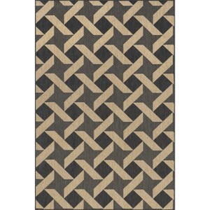 Nuloom Geometric 10x12 Indoor/Outdoor Area Rug for Living Room Patio Deck Front Porch Kitchen, Dark Grey/Beige - 1 of 4