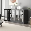 36"x62"x16" Wood Accent Sideboard Cabinet in Black, Storage Organizer with Adjustable Shelves and Glass Doors for Kitchen Bedroom Living/Dinning Room - 3 of 4