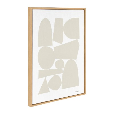 Neutral Abstract Geometric Canvas Print with Natural Frame