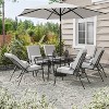 Greemotion 7pc Palma Outdoor Patio Dining Set with Reclining Cushioned Dining Chairs Gray - 2 of 4