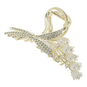 Unique Bargains Faux Pearl Wheat Hair Clips Gold Tone White 1 Pc - 1 of 4