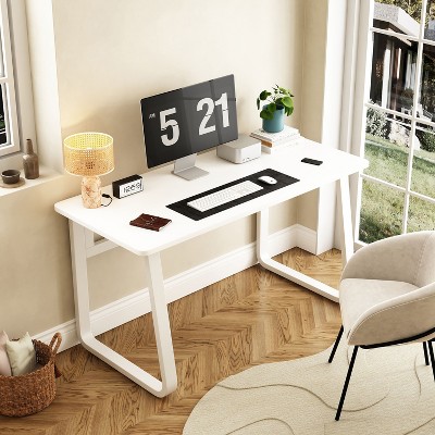 NicBex Home Office Desks 39.27" Morden Work Writing Desk Office Home Desks with Metal Legs for Study and Office, White