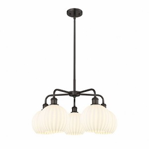 White Venetian - 5 Light Stem Hung Chandelier In Modern Style-15.5 Inches Tall and 26 Inches Wide - 1 of 1