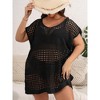 Women's Plus Size V-Neck Split Swimsuit Cover-Up Loose Bathing Suit Regular - 4 of 4