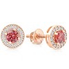 Pompeii3 1/2Ct Lab Created Pink Diamond Halo Screw Back Studs Rose Gold Earrings - 2 of 4