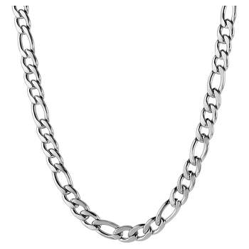Men's Stainless Steel Figaro Chain Necklace (3mm) - Silver (24