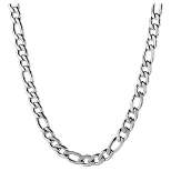 Men's Stainless Steel Figaro Chain Necklace (4.5mm) - Silver (30")