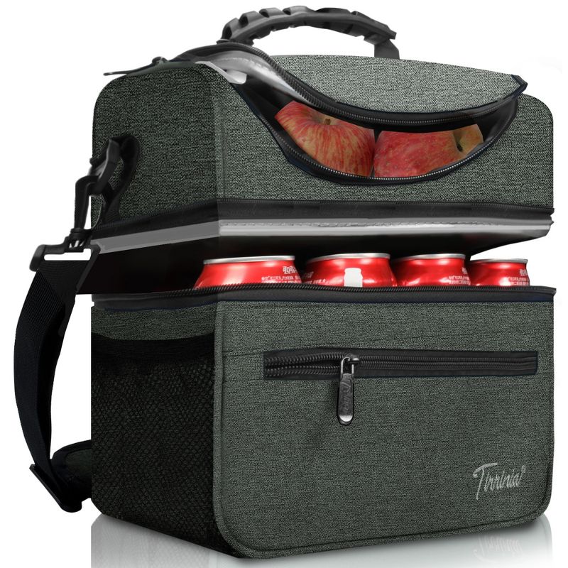Tirrinia Large Lunch Bag for Men, 13L/22 Cans Insulated Leakproof Bento Lunch Box with Dual Compartment, Lunch Cooler Bag for Work, Beach, Camping, 1 of 10
