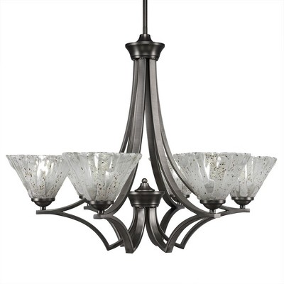 Toltec Lighting Zilo 6 - Light Chandelier in  Graphite with 7" Italian Ice Shade