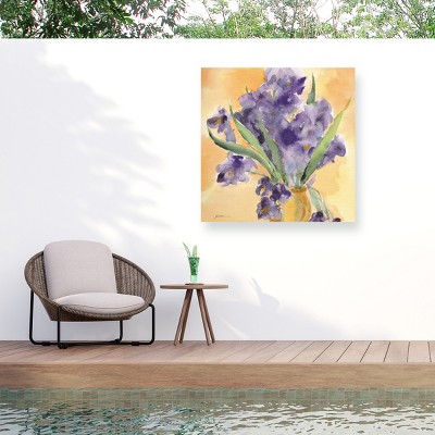 Sheila Golden Vase Of Irises Outdoor Canvas Art