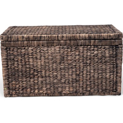 Finch 33" Rattan Wicker Trunk: Vintage Boho Storage Chest, No Assembly Required, 1 Year Warranty