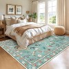 9x12 Green Washable Rug, Butterfly Floral Insect Carpet, Stain-Resistant Non-Slip Low Pile Foldable Floor Cover for Bedroom, Nursery, Apartment - 3 of 4