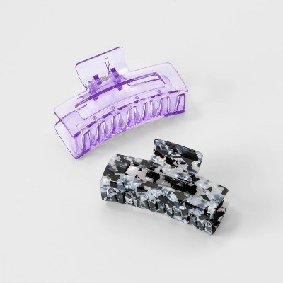 Girls' 2pk Claw Clip - art class™ Black/Purple