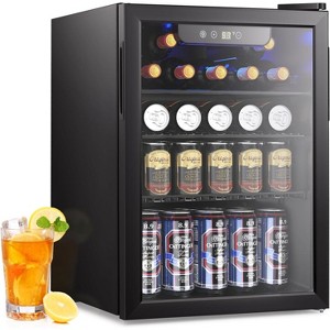 ZAFRO 24 Bottle Wine Cooler/Cabinet Beverage Refrigerator ,Clear Glass Door Bar Fridge Adjust Temp Control Freestanding, 2.4 Cu. ft - 1 of 4
