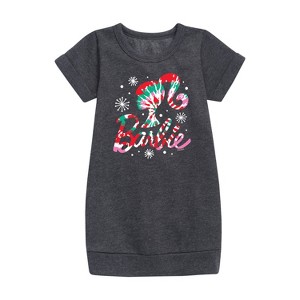 Barbie Holidays & Christmas Graphic Short Sleeve Fleece Dress - Heather Charcoal - 5T - 1 of 2