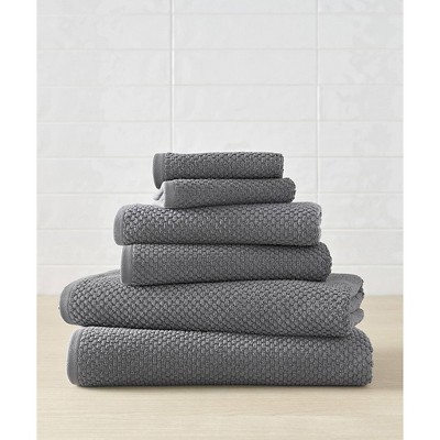 6pc Lilly Cotton Bamboo Bath Towel Set Smoke - Blue Loom : Target