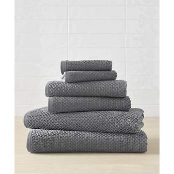 Blue Loom Lilly Cotton & Rayon from Bamboo 6 Piece Towel Set, Mineral Blue