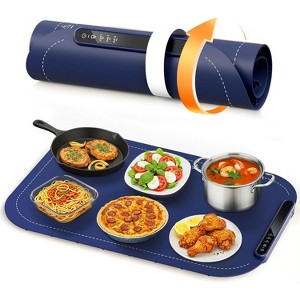 Electric Food Warming Mat – Fast, full-surface heating, 3 temperature settings, roll-up for portability, multi-functional (blue) - 1 of 4