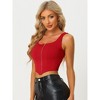 INSPIRE CHIC Women's Square Neck Asymmetrical Hem Zip Front Crop Tank Tops - 2 of 4