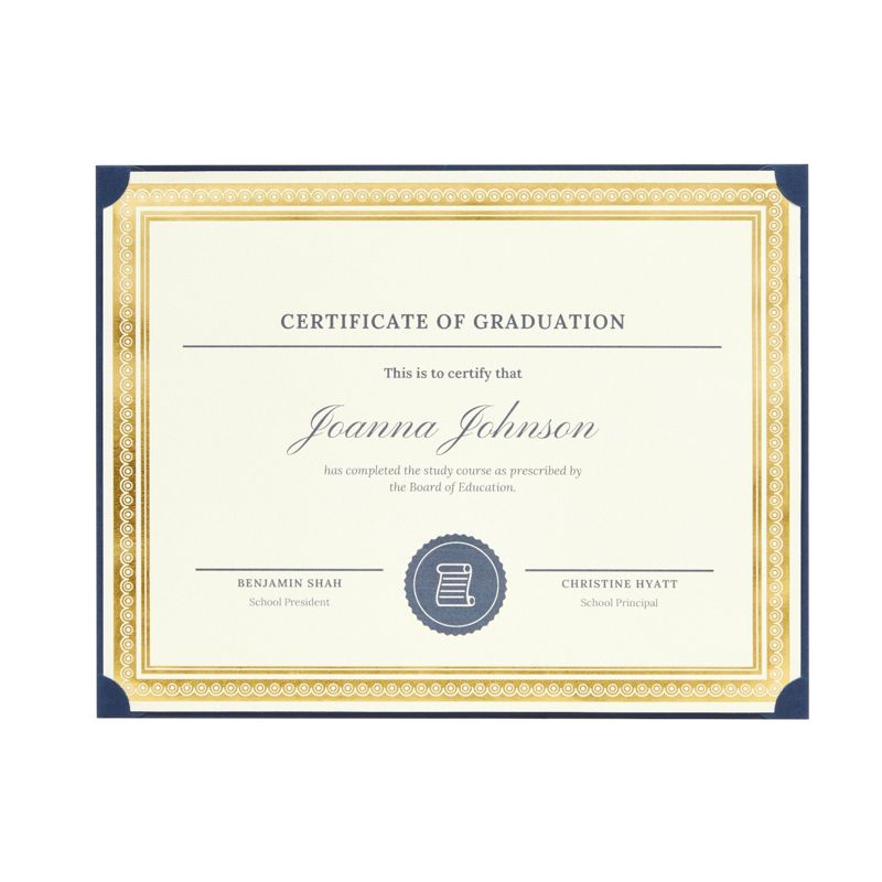Best Paper Greetings 24-Pack Single Sided Award Certificate Holders for Diplomas, Awards, Certifications (fits 8.5x11, Navy Blue), 3 of 9