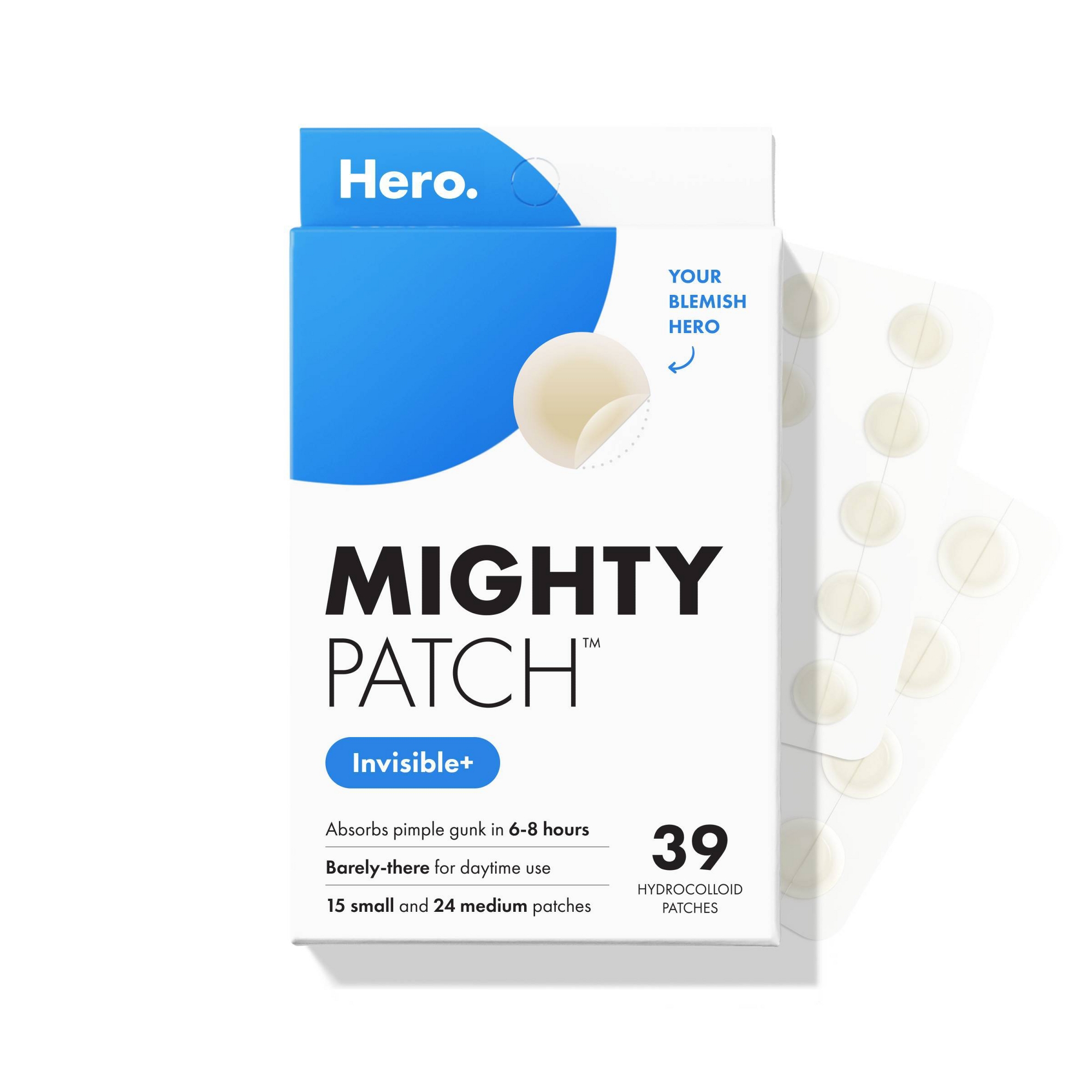 Hero Cosmetics Mighty Patch Invisible Acne Pimple Patches - 39ct: Paraben-Free, Sulfate-Free, Unscented, For Acne-Prone Skin