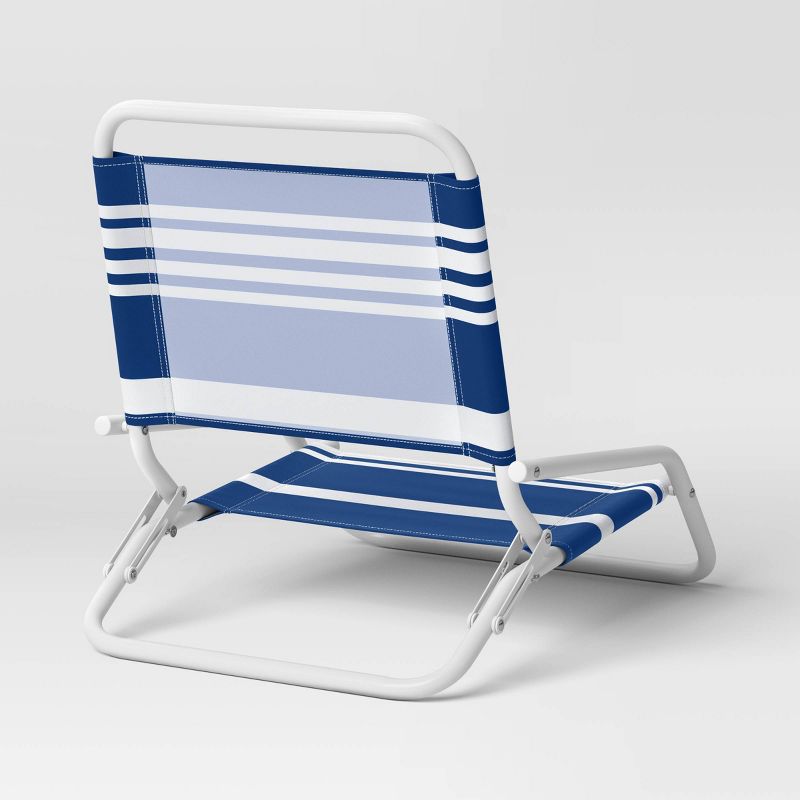 Recycled Fabric Sand Outdoor Portable Beach Chair Navy Stripe - Sun Squad&#8482;, 4 of 6