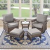 Belord 5 Pieces Patio Furniture Set, All Weather Brown Wicker Outdoor Conversation Set with Swivel Patio Chairs Set of 2, Small Balcony Furniture Set - 4 of 4